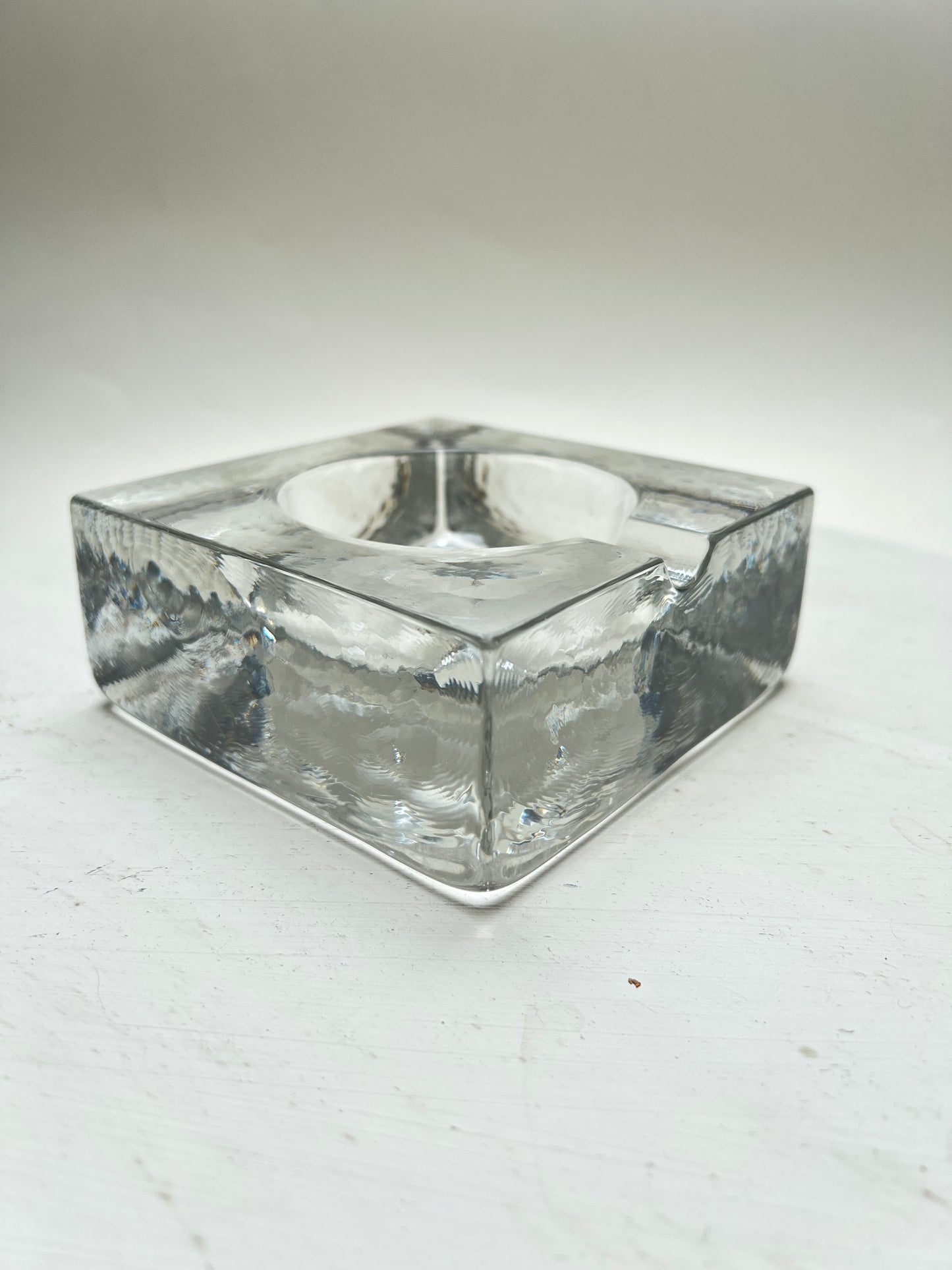Massiver Vintage Eisglas Aschenbecher Mid Century 70er Jahre Brutalist Design