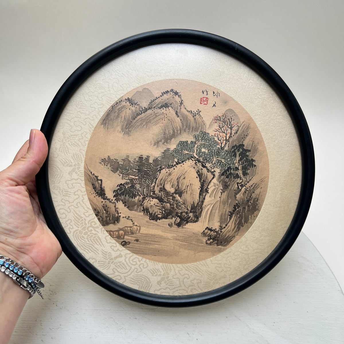 Alte Sanshui Malerei chinesische Berglandschaft handgemalt asiatische Tusche Gemälde