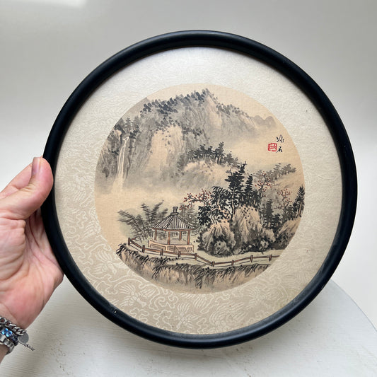 Alte Sanshui Malerei chinesische Pavillion Landschaft handgemalt asiatische Tusche Gemälde