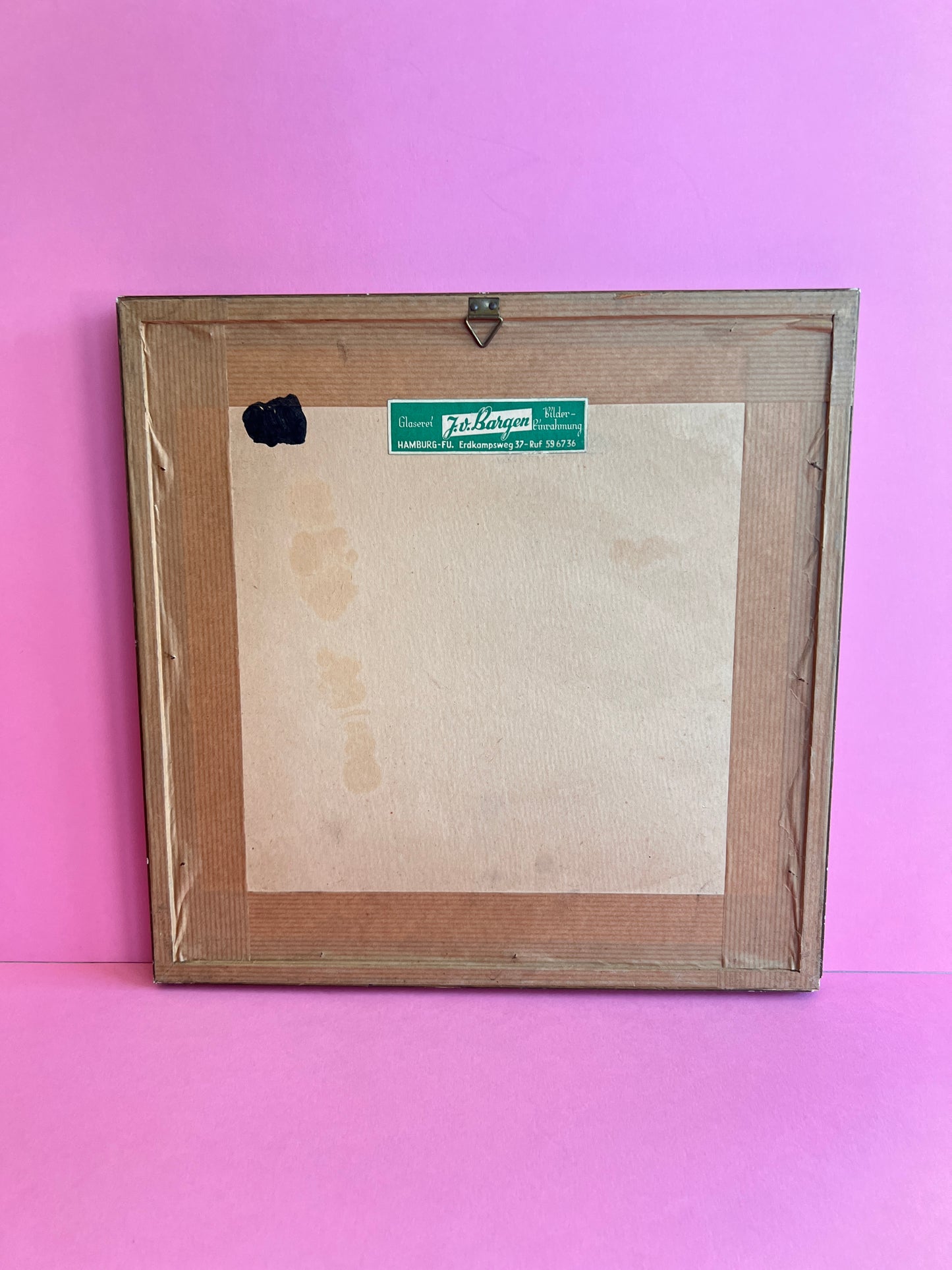 Vintage Wandbild Stofftaschentuch – gerahmt – 60er 70er Jahre – florales Taschentuch im Rahmen – Mid Century Deko