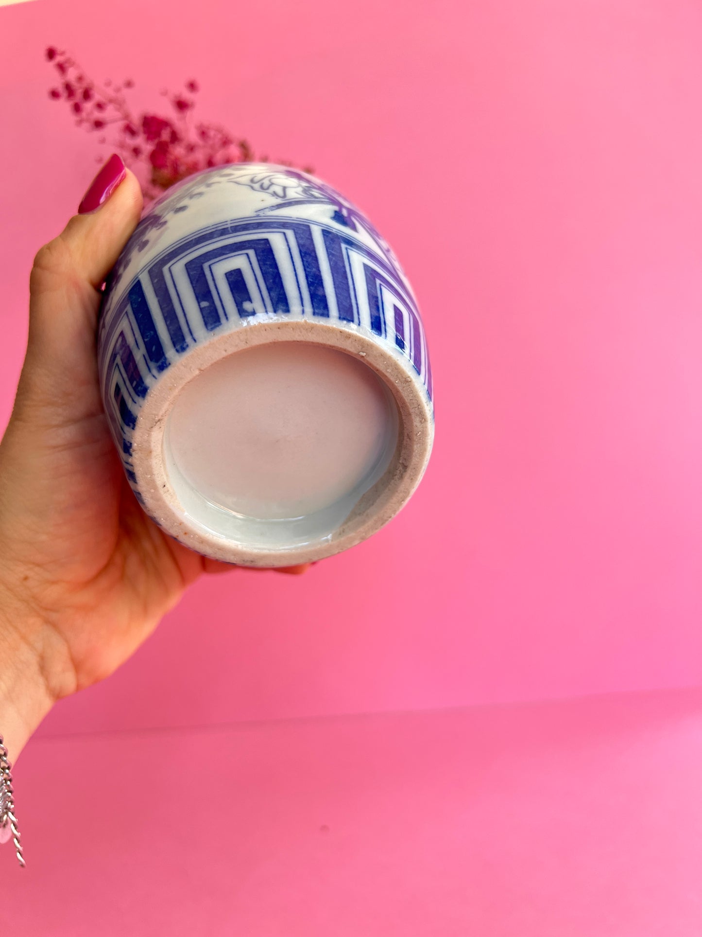 Vintage kleine Vase im Imari Stil blau weiß – asiatische Porzellan Sake Flasche – Chinoiserie Deko – Bud Vase