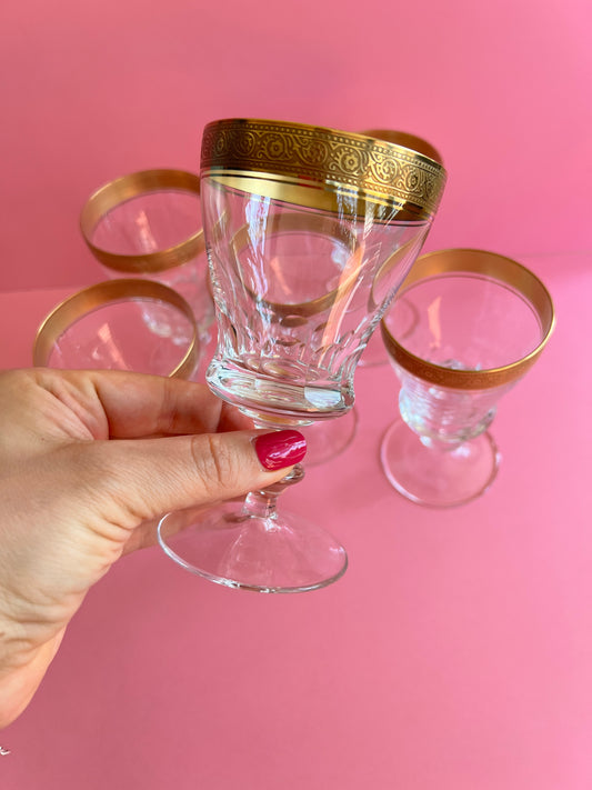 Theresienthal Weinglas Likörglas Kristallglas „Concorde“ – 24K Goldrand – Mintonborte – Vintage