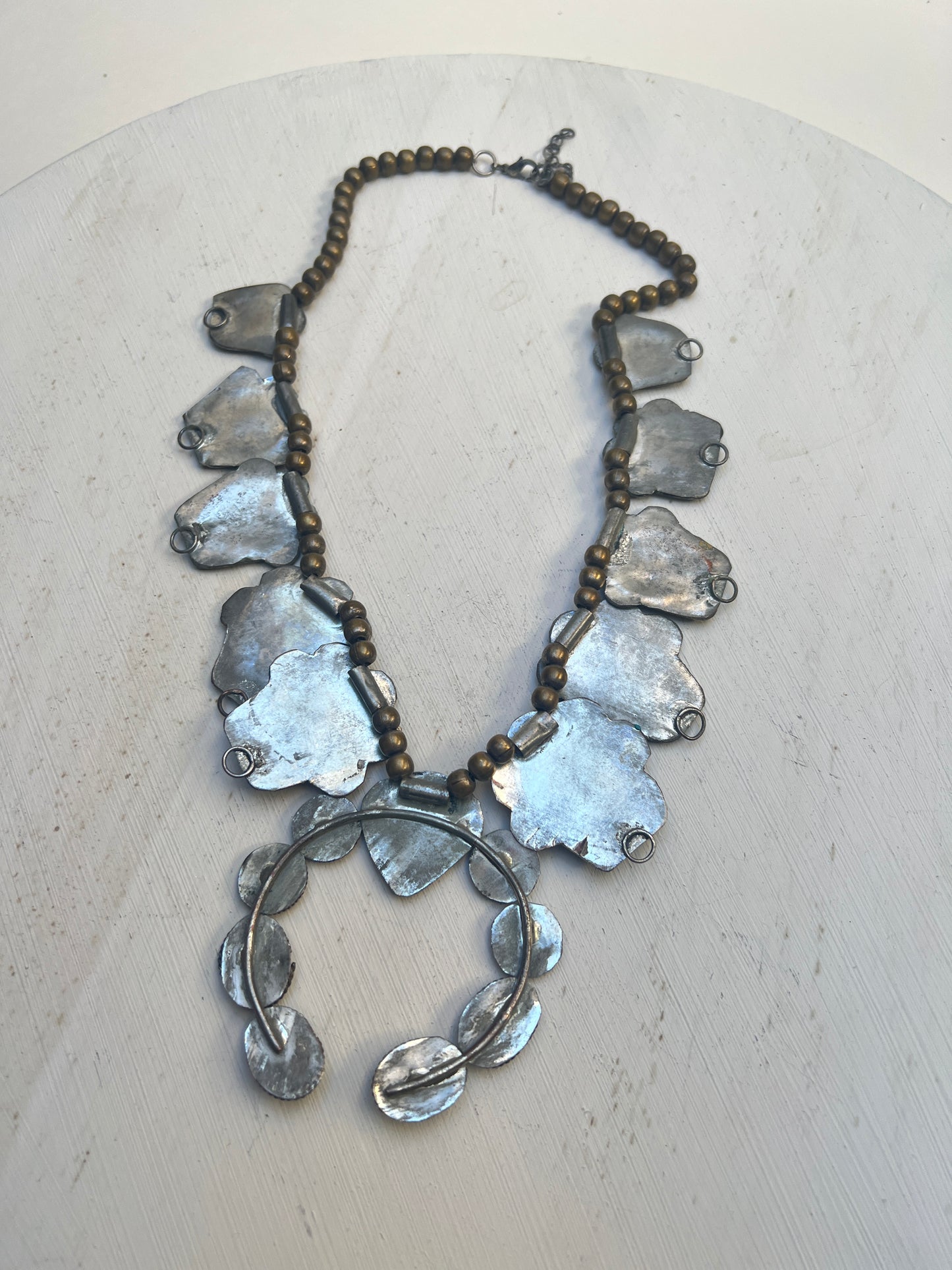 Vintage Modeschmuck türkise Ethno Halskette im Stil von Squash Blossom Navajo Zuni