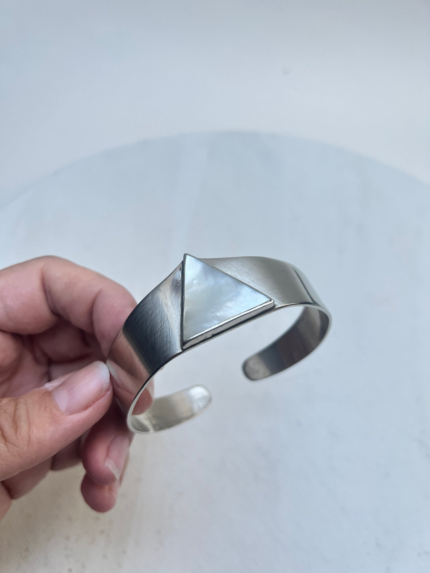Vintage Modernist Arm Cuff Armreif silber Perlmutt Southwest Stil