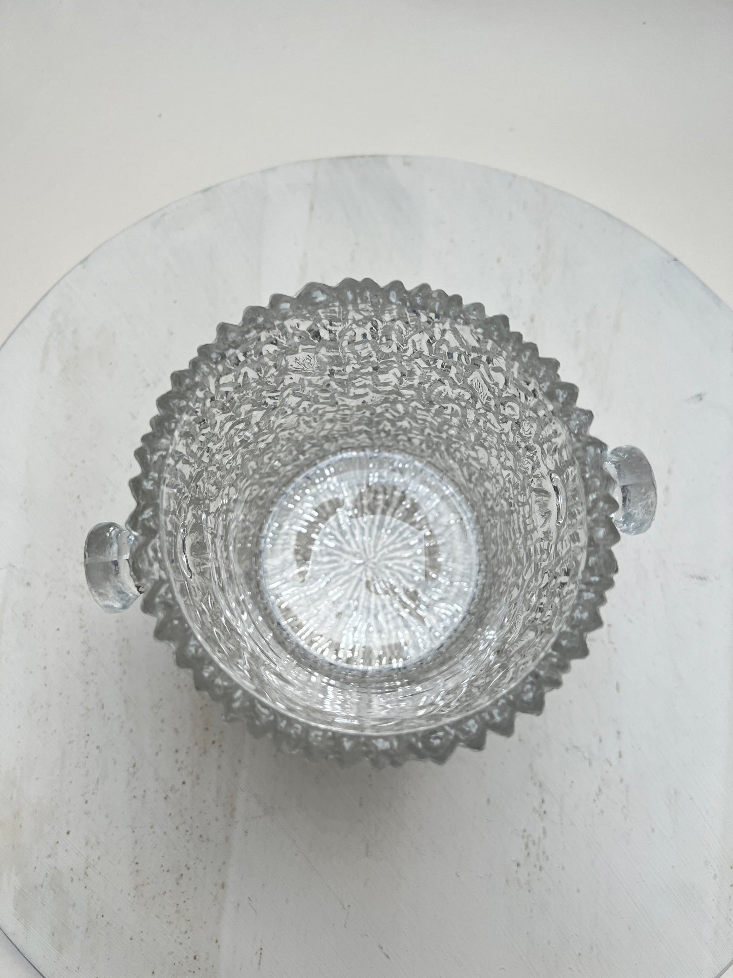 Vintage Eisglas Eiskübel mit Eiszange – 70er Jahre Barware Rinden Borken Mid Century Brutalismus