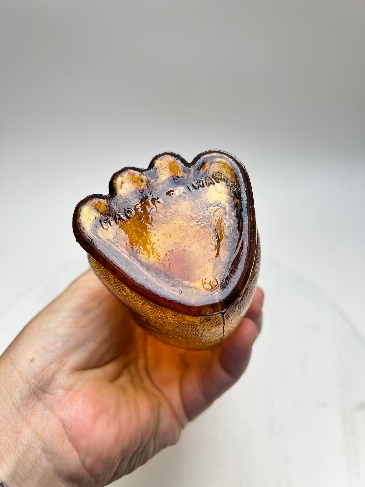 Vintage Katzen Flasche Dekanter Amber Glas Bernsteinglas Empoli Stil Pressglas