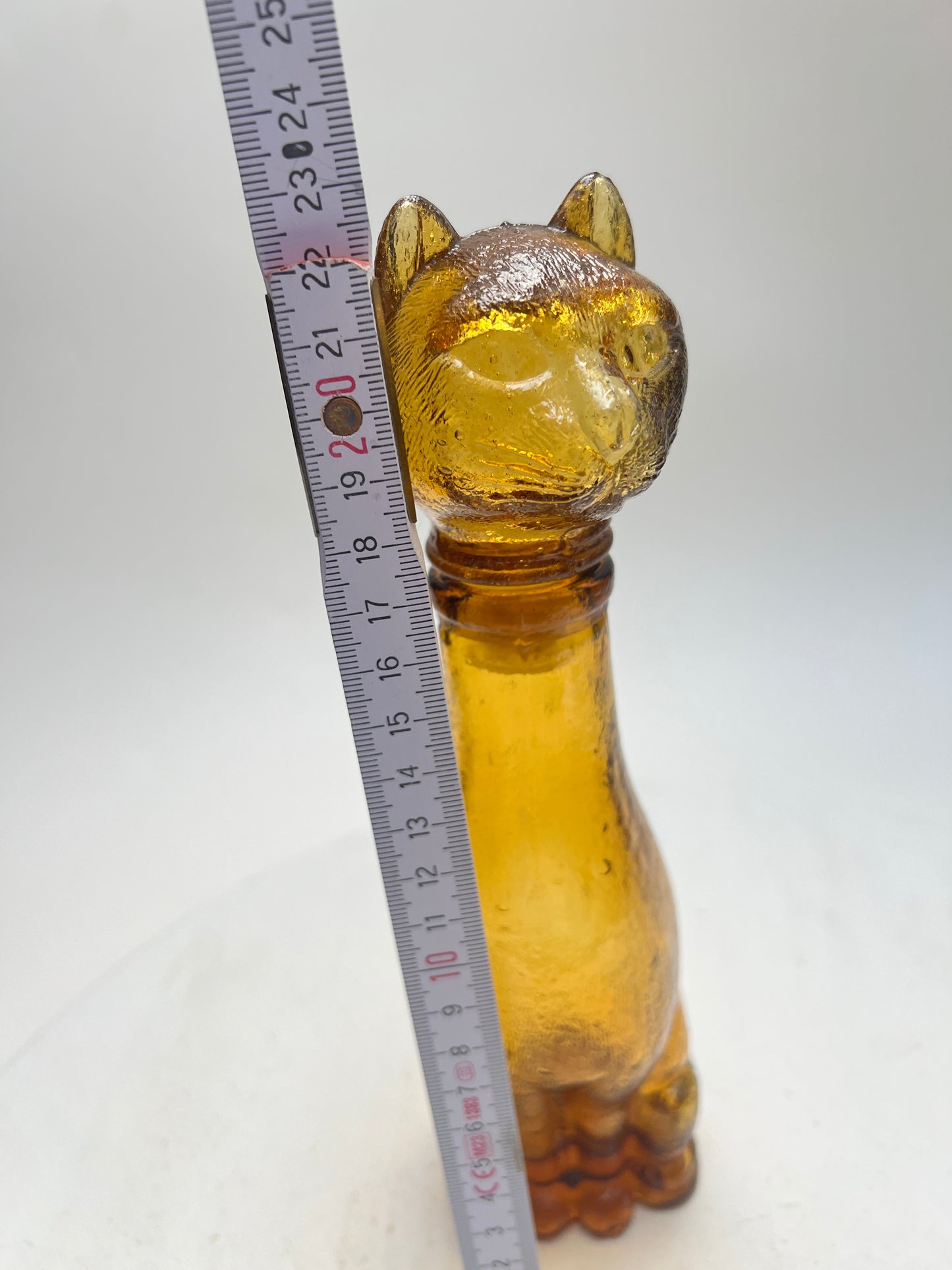 Vintage Katzen Flasche Dekanter Amber Glas Bernsteinglas Empoli Stil Pressglas