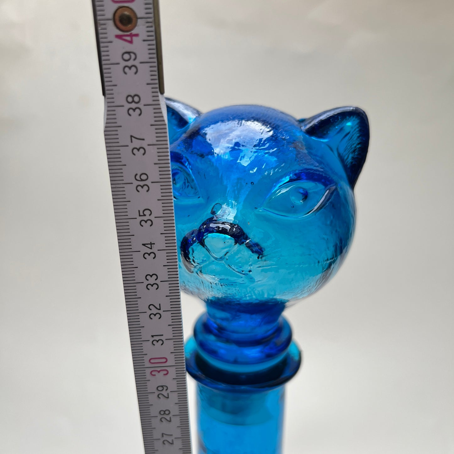 Vintage Empoli Glas Katze Karaffe Flasche Dekanter Blau Italien 1960er Mid Century