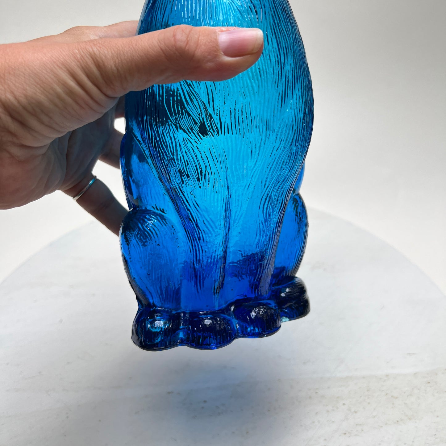 Vintage Empoli Glas Katze Karaffe Flasche Dekanter Blau Italien 1960er Mid Century