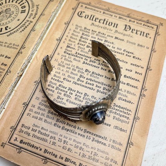 Vintage Egyptian Revival Multi Strand Cuff Armreif Skarabäus silber
