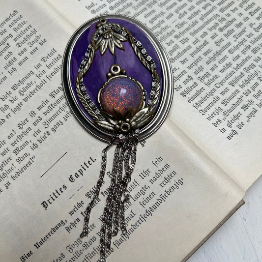 Vintage Art Deco Revival Brosche Whimsical Fairygoth Fairycore Whimsigoth Lila Schmuck