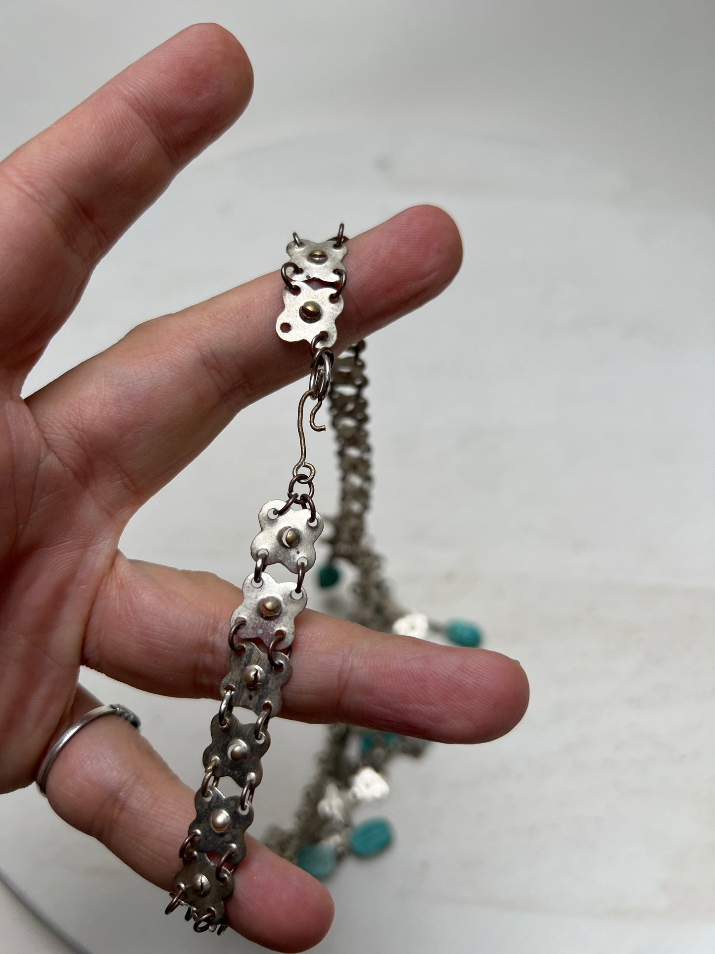 Vintage Egyptian Revival Silber Ethno Collier Halskette mit Skarabäus Ägyptisch Arabisch