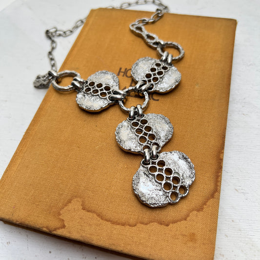 Silberne Vintage Brutalist Finnisch Modernist Y-Kette