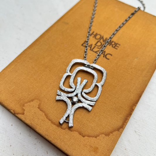 Vintage Avon Mayan Halskette Schmuck silber brutalistisch mexikanisch 70er