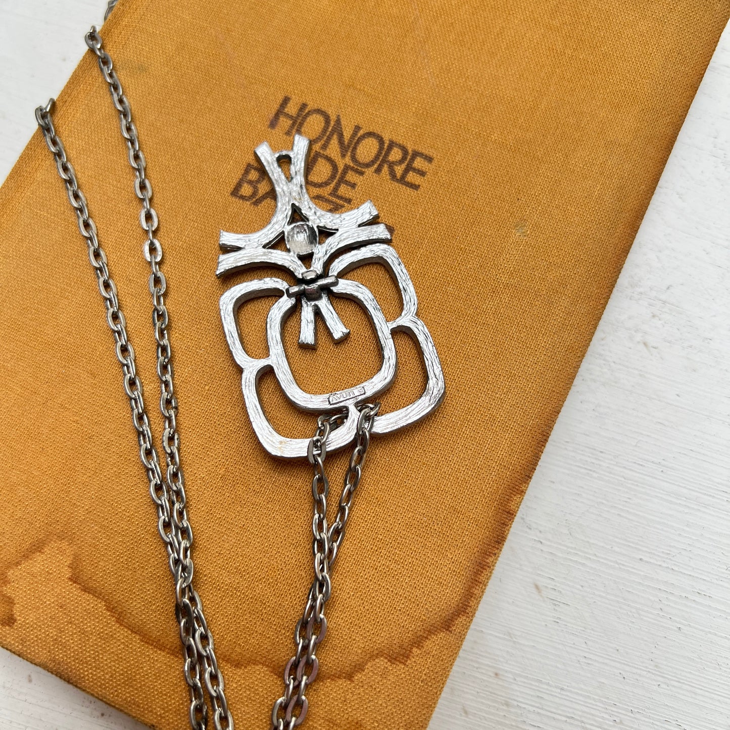 Vintage Avon Mayan Halskette Schmuck silber brutalistisch mexikanisch 70er