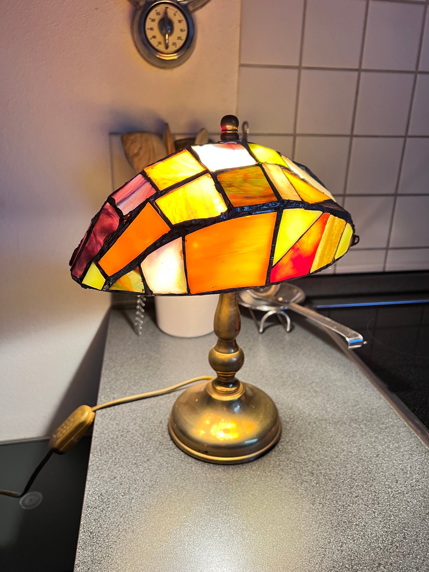 Vintage Tiffany Stil Tischlampe Tischleuchte Buntglas Stained Glas Bibliothek