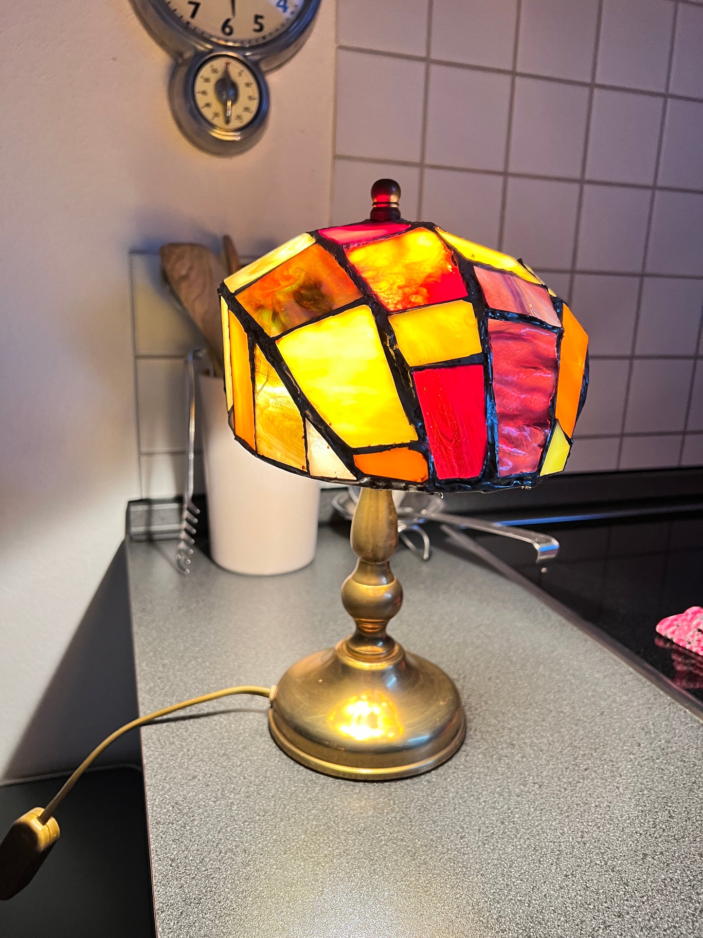 Vintage Tiffany Stil Tischlampe Tischleuchte Buntglas Stained Glas Bibliothek