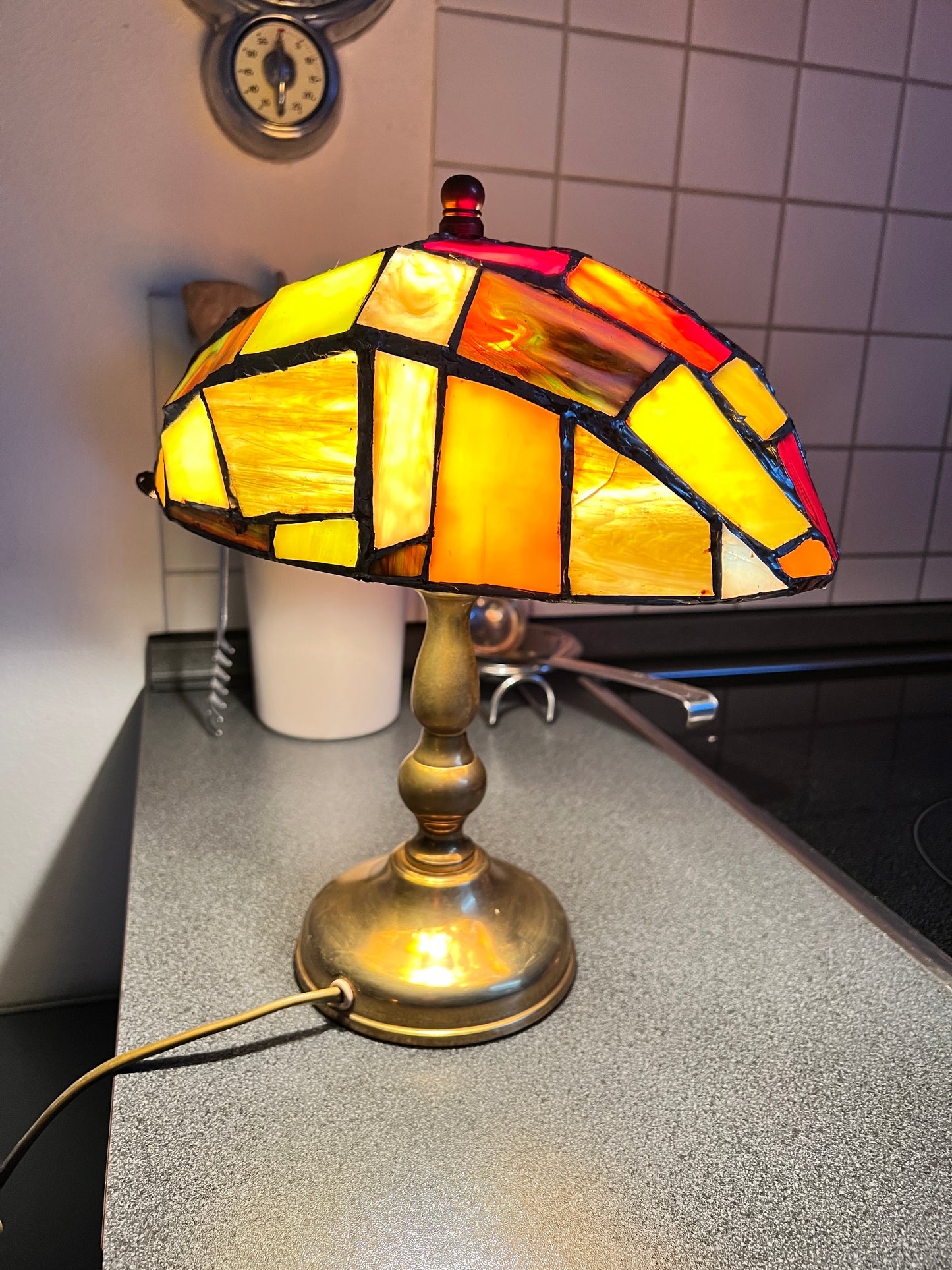 Vintage Tiffany Stil Tischlampe Tischleuchte Buntglas Stained Glas Bibliothek