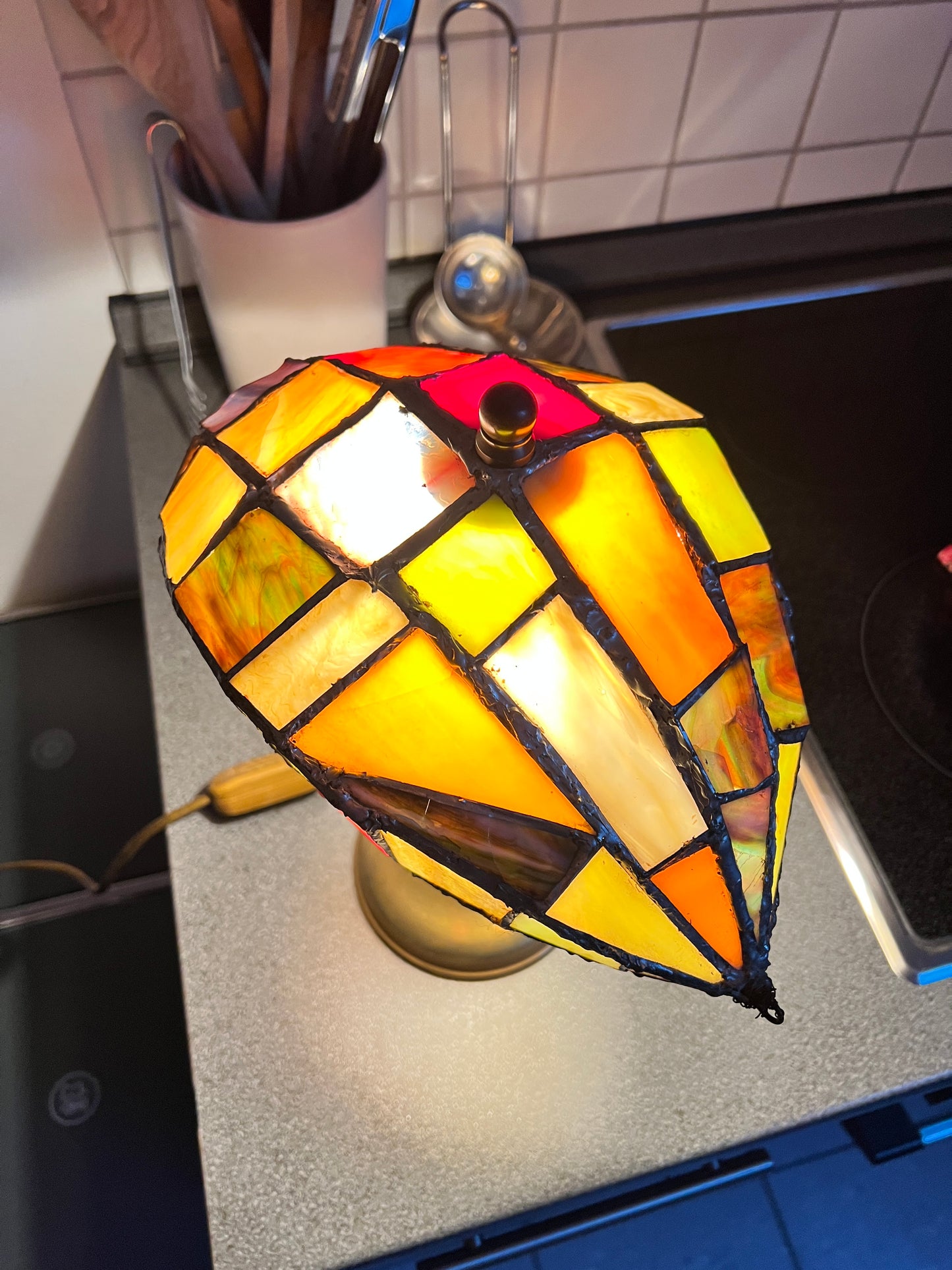 Vintage Tiffany Stil Tischlampe Tischleuchte Buntglas Stained Glas Bibliothek