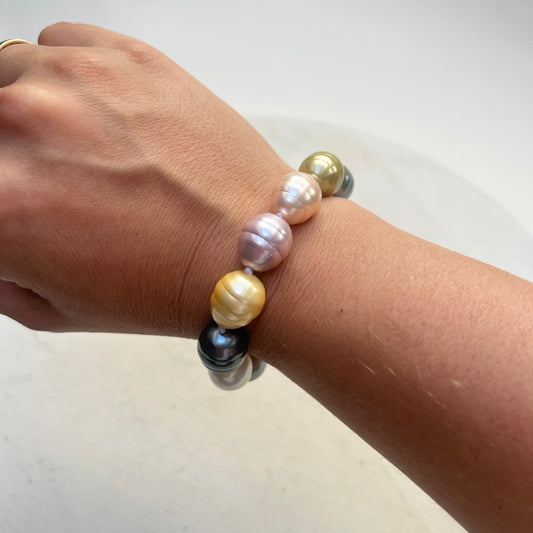 Schweres Vintage Perlenarmband Mallorcaperlen Shell Pearls