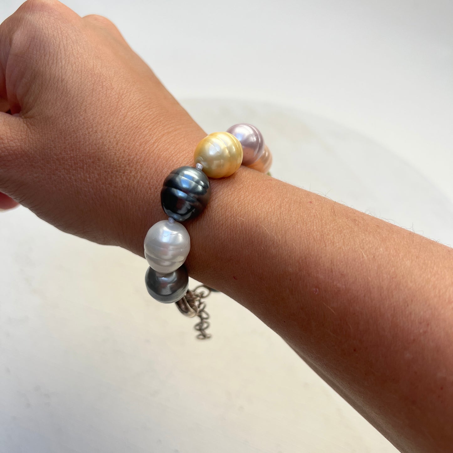 Schweres Vintage Perlenarmband Mallorcaperlen Shell Pearls