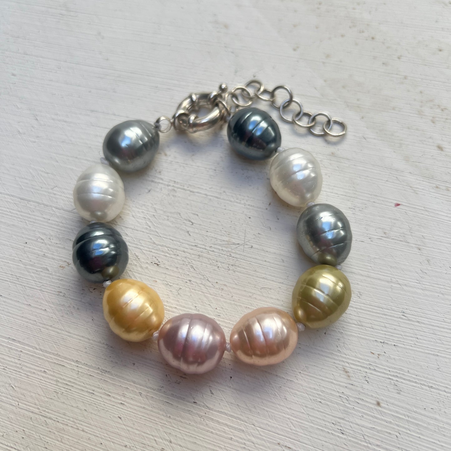Schweres Vintage Perlenarmband Mallorcaperlen Shell Pearls