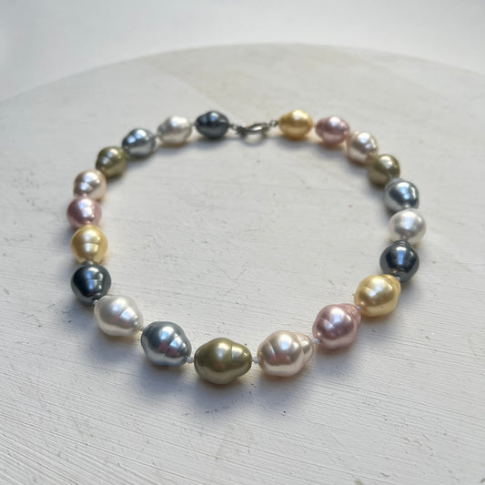 Schwere Vintage Perlenkette Mallorcaperlen Shell Pearls Collier