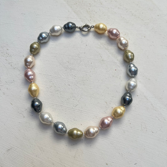 Schwere Vintage Perlenkette Mallorcaperlen Shell Pearls Collier