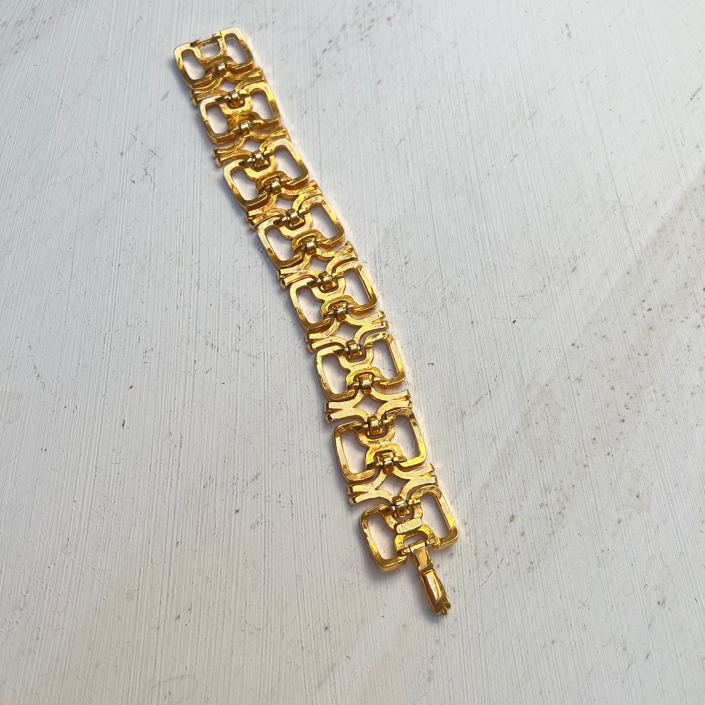 Vintage Colliant Bark Cuff vergoldetes Gliederarmband 70er Brutalist Design