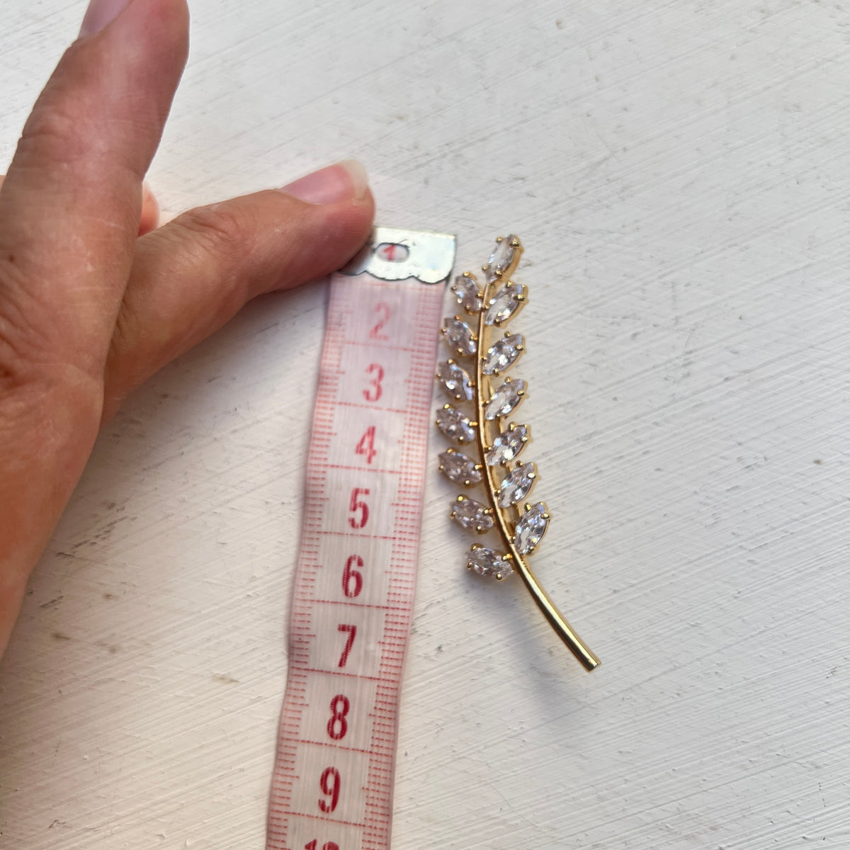 Vintage Braut Brosche Gold Olivenzweig 1970er Hochzeits Haarschmuck Strass Navette Reversnadel