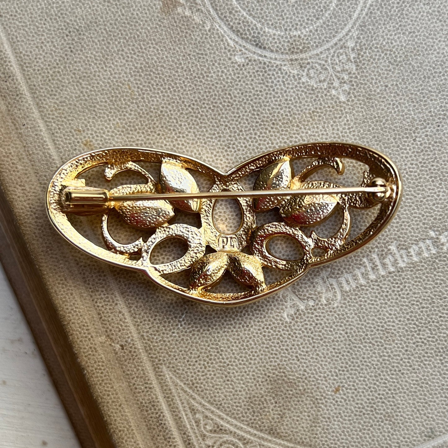 Pierre Lang Vintage Brosche vergoldeter Schmuck
