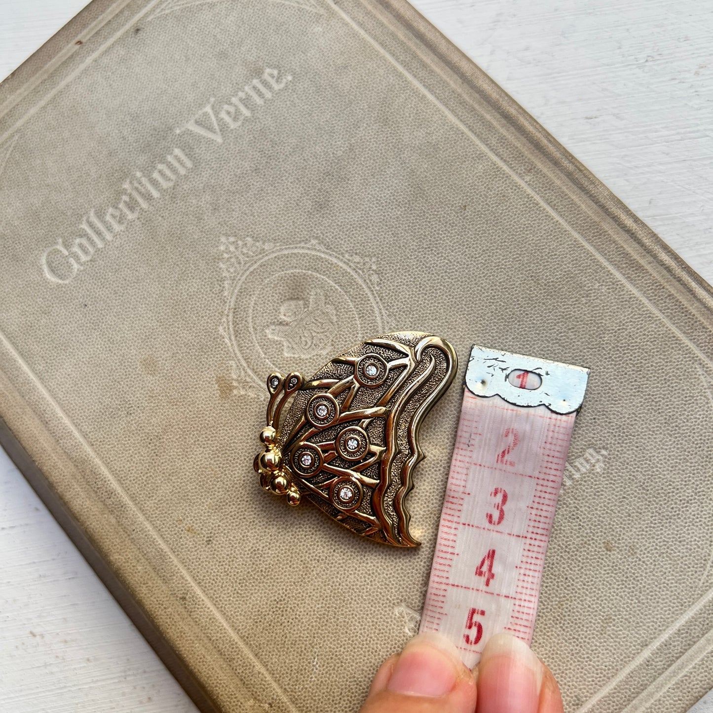 Vintage Pierre Lang Schmetterling Brosche vergoldet Designerschmuck