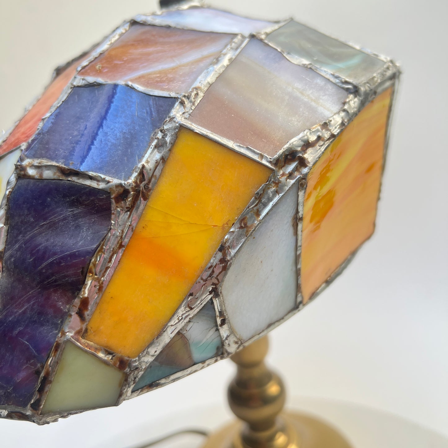 Vintage Tiffany Stil Tischlampe Tischleuchte Buntglas Stained Glas Bibliothek