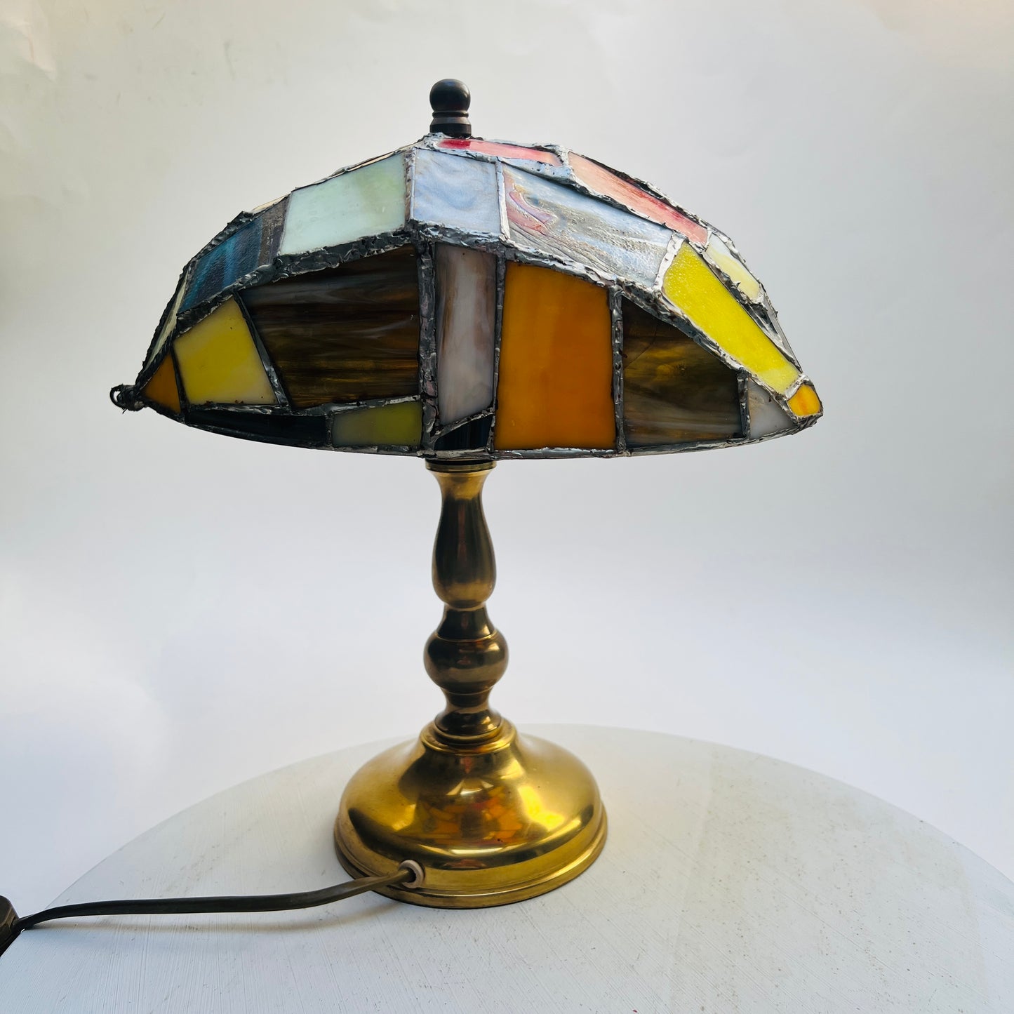 Vintage Tiffany Stil Tischlampe Tischleuchte Buntglas Stained Glas Bibliothek