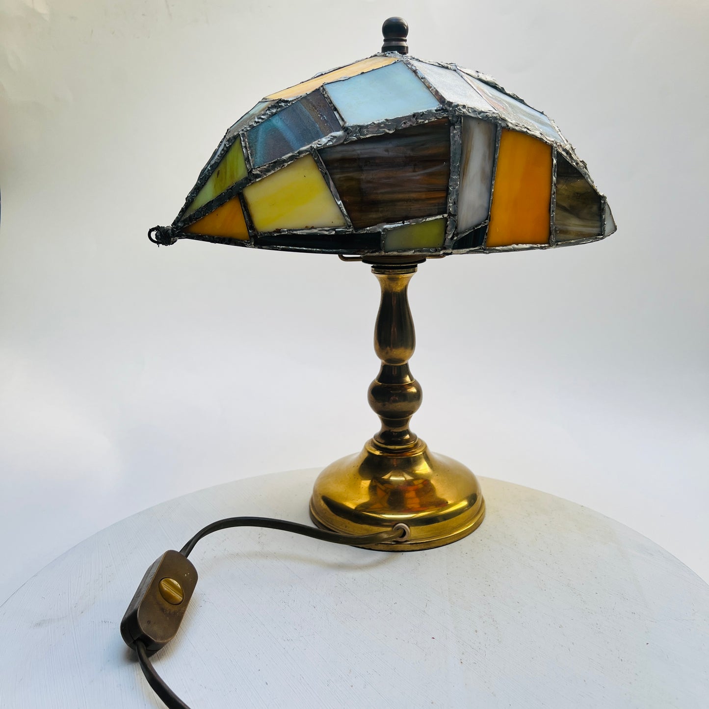 Vintage Tiffany Stil Tischlampe Tischleuchte Buntglas Stained Glas Bibliothek