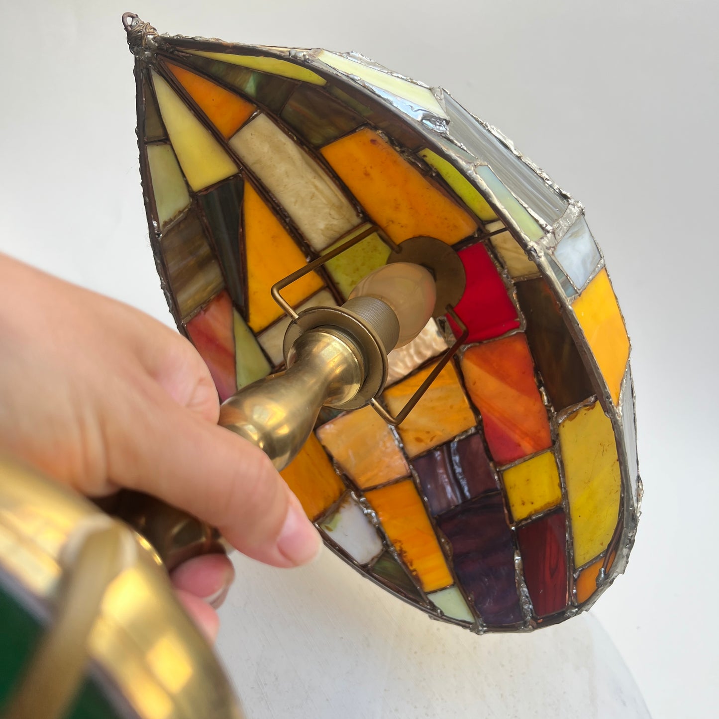 Vintage Tiffany Stil Tischlampe Tischleuchte Buntglas Stained Glas Bibliothek