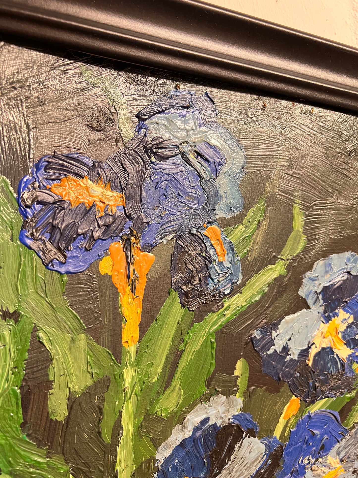 Vintage Ölgemälde Lilien Blumen Stilleben Spachteltechnik romantisch horizontal