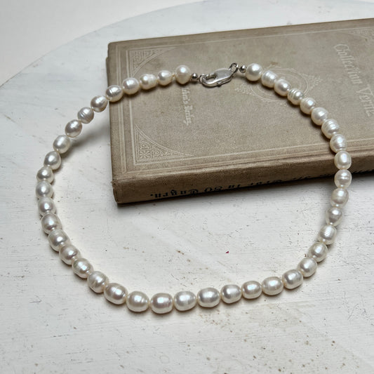 Vintage Süßwasser Perlenkette Prinzessin kurze 925er Silber Kette