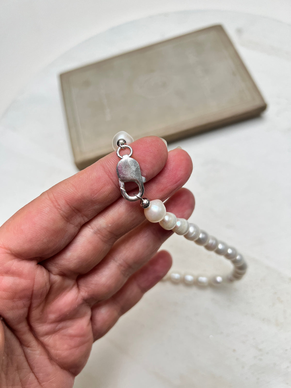 Vintage Süßwasser Perlenkette Prinzessin kurze 925er Silber Kette