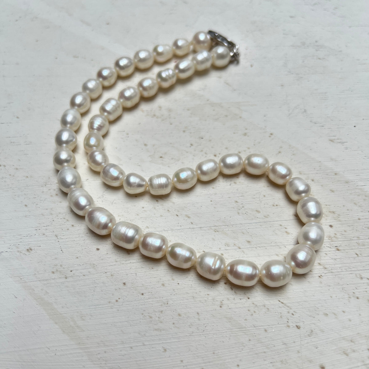 Vintage Süßwasser Perlenkette Prinzessin kurze 925er Silber Kette