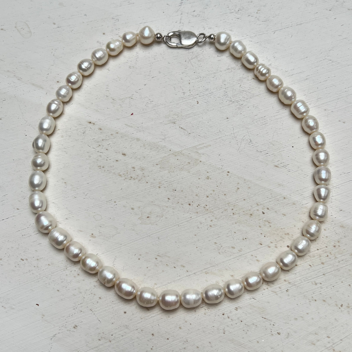Vintage Süßwasser Perlenkette Prinzessin kurze 925er Silber Kette