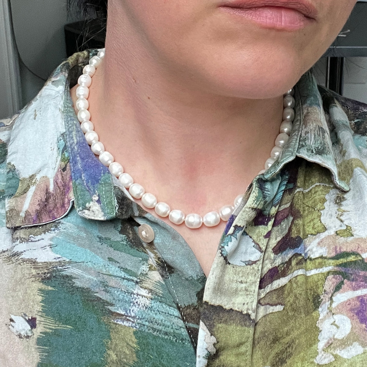Vintage Süßwasser Perlenkette Prinzessin kurze 925er Silber Kette