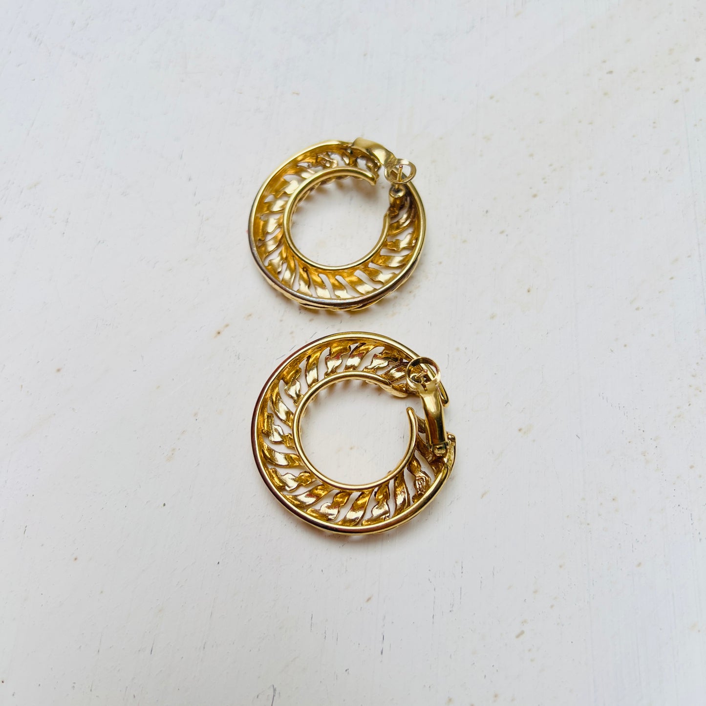 Vintage 80er 90er Ohrringe Pierre Lang vergoldet rund Flecht Kordeldesign