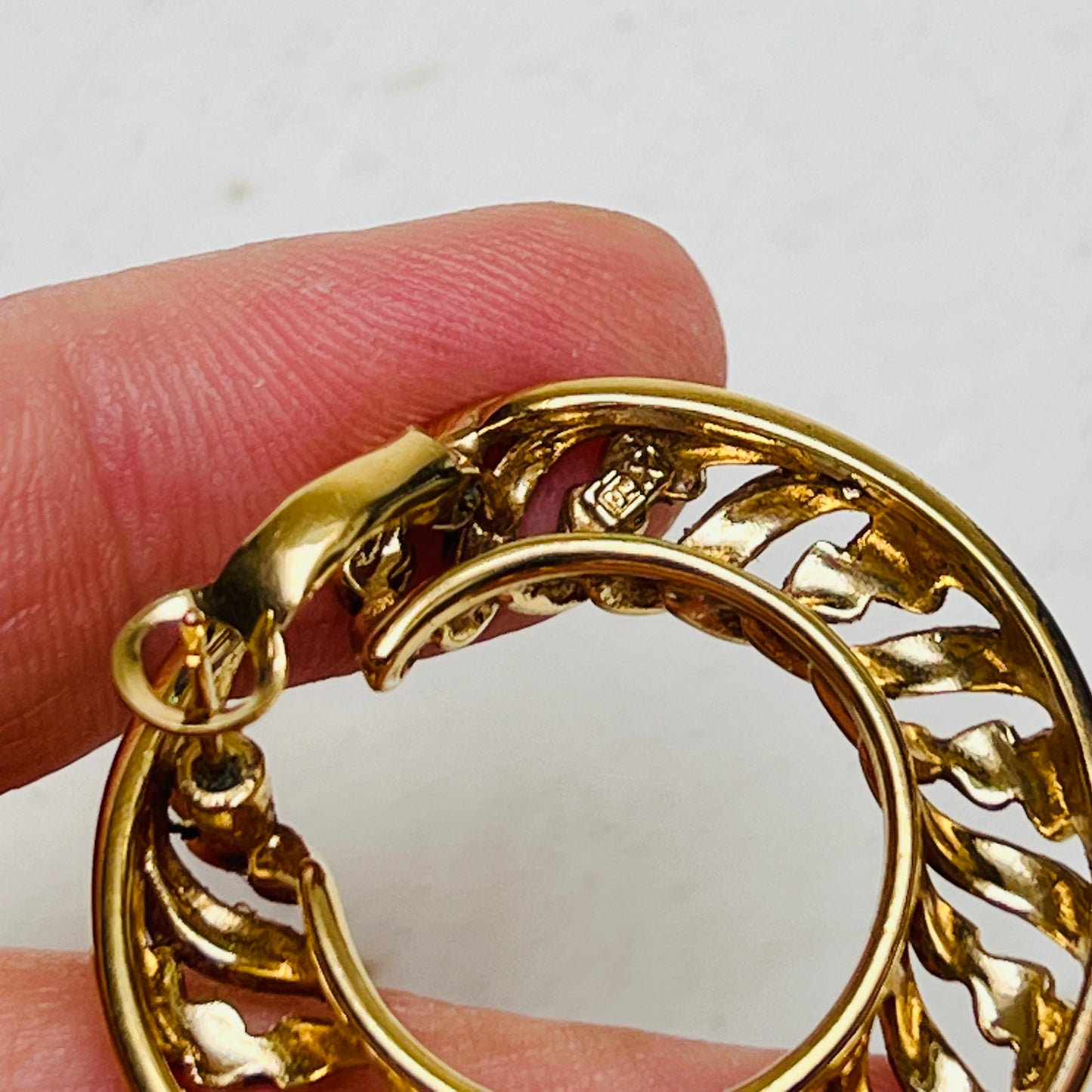 Vintage 80er 90er Ohrringe Pierre Lang vergoldet rund Flecht Kordeldesign