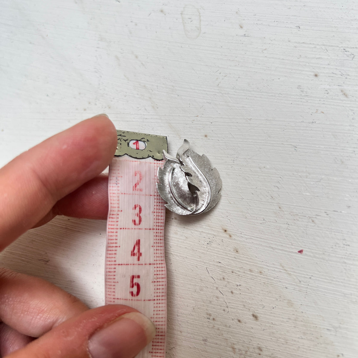 Vintage Crown Trifari Ohrclips Silber Blätter Schmuck 50er MId Century