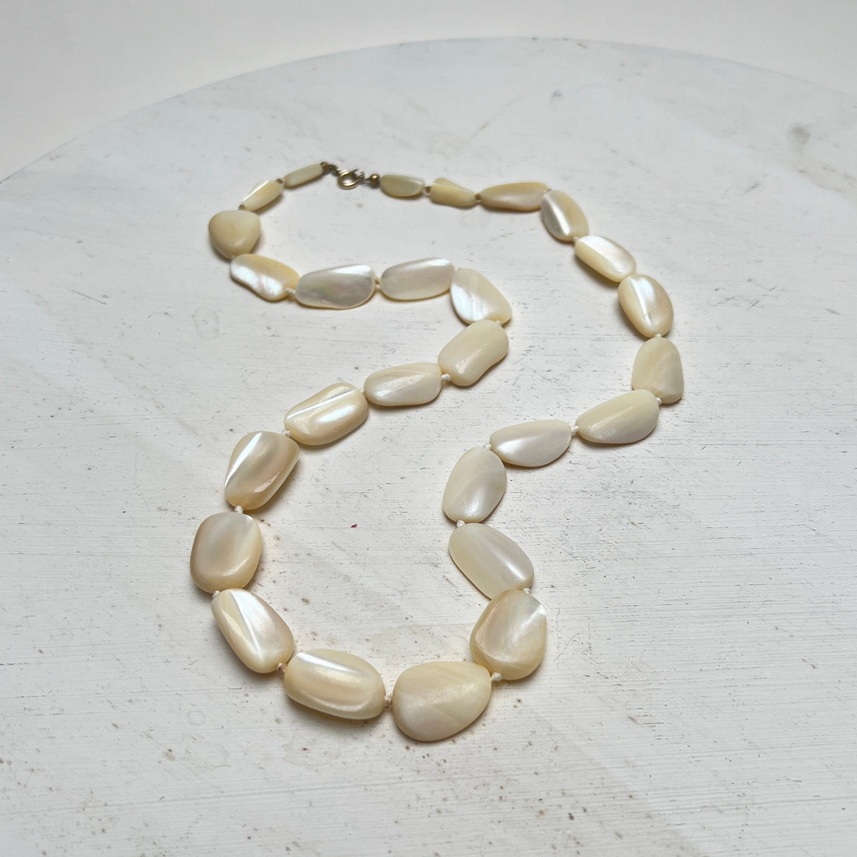 Vintage Perlmutt Nugget Chunky Barock Matinee Kette 60cm Gold Doublé auf Silberverschluss