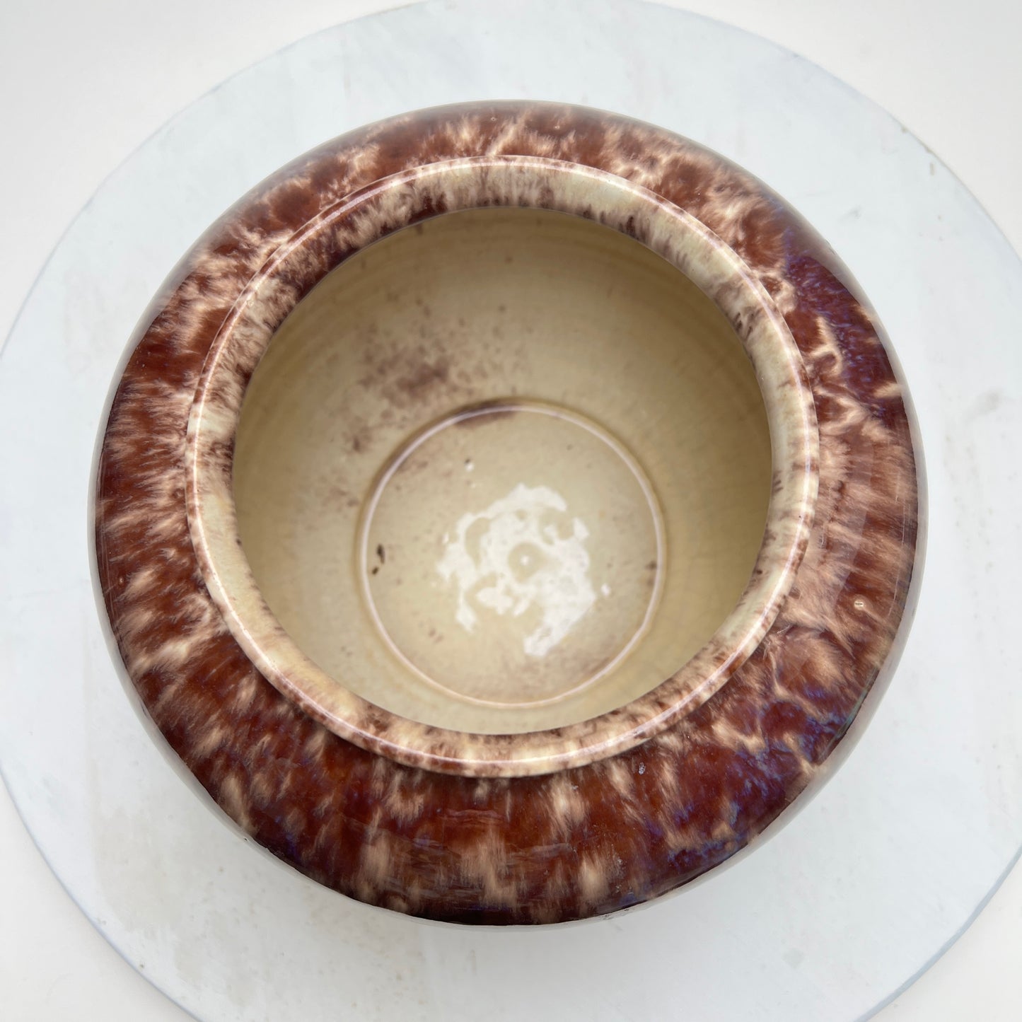 Bauchige Vintage Jasba Laufglasur Vase WGP West Germany brauner Retro Drip Glaze Blumentopf