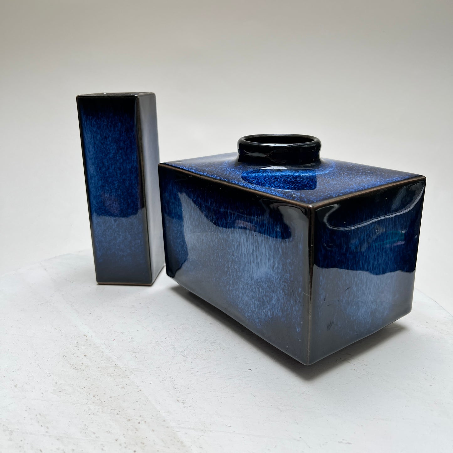 2 Vintage Otagiri Japan Vasen MCM OMC dunkelblau Flambe Reaktivglasur