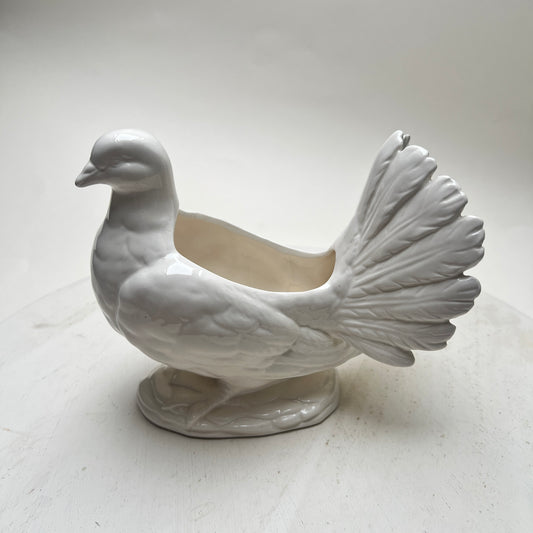 Vintage Übertopf Weiße Taube für Hochzeit Pflanzschale Keramik Hochzeitsdeko Tischdeko Romantisch Biedermeier