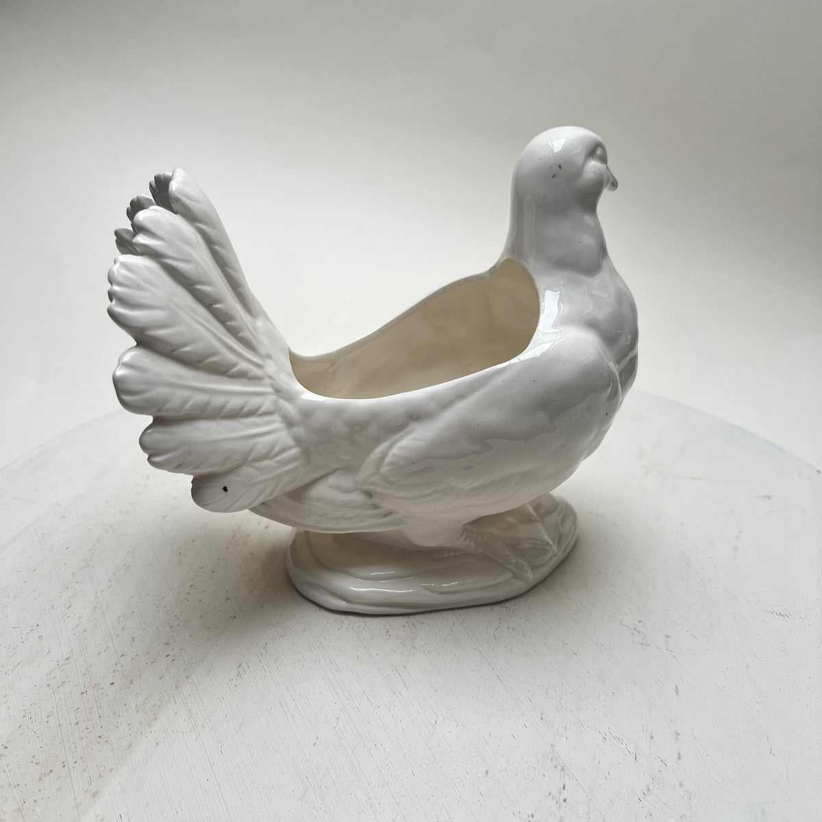 Vintage Übertopf Weiße Taube für Hochzeit Pflanzschale Keramik Hochzeitsdeko Tischdeko Romantisch Biedermeier